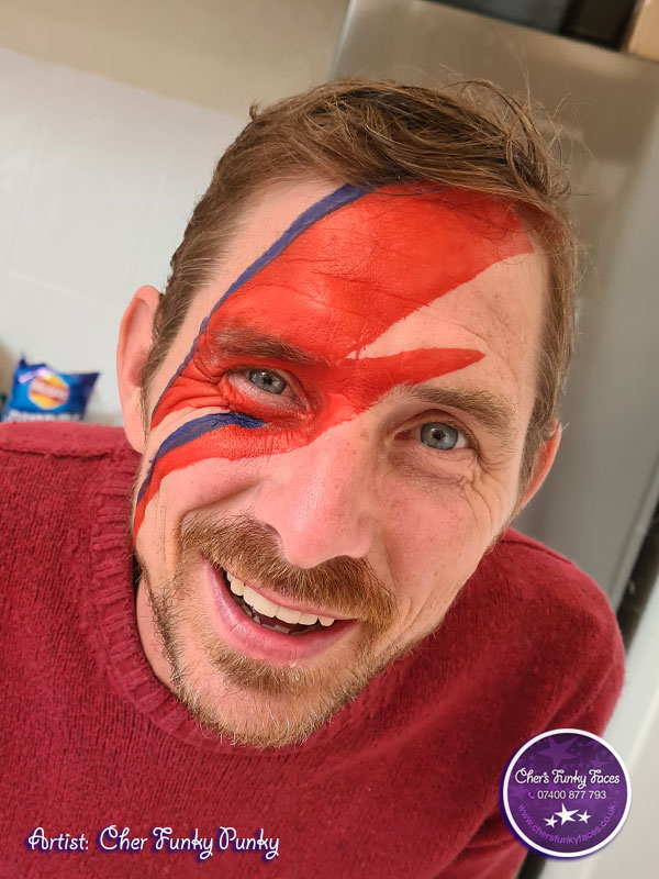 David Bowie lightning strike face paint