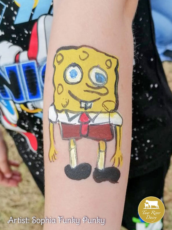 Spongebob by Sophia Funky Punky at Taw River Dairy Open Day Cher's Funky Faces
