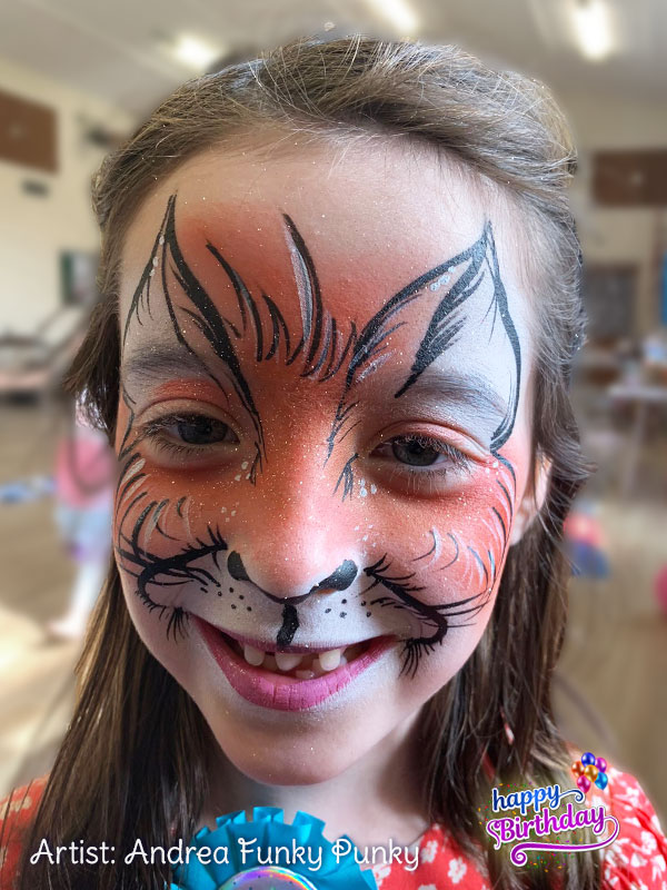 Orange cat face paint by andrea funky punky chers funky faces