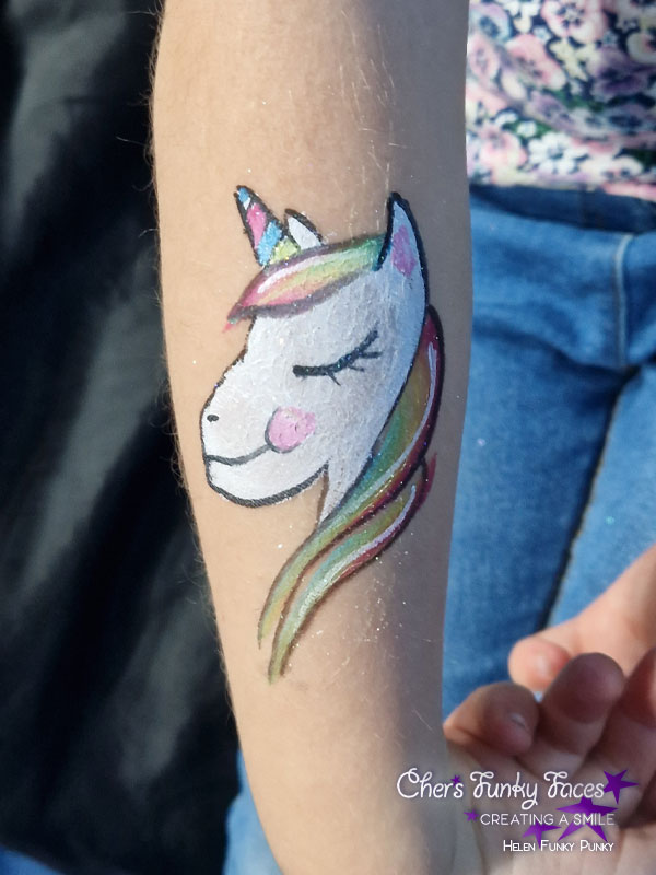 Sleepy unicorn arm paint by Helen Funky Punky Chers Funky Faces