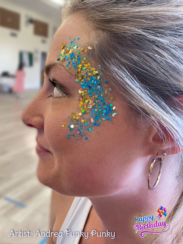 Festival Glitter mum face paint by andrea funky punky chers funky faces