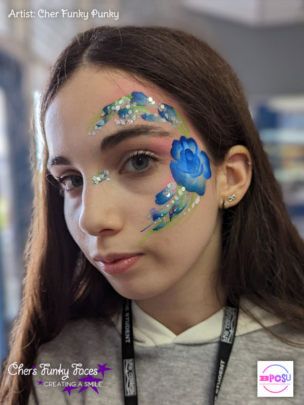 Blue rose on face by cher funky punky BPCSU Chers Funky Faces