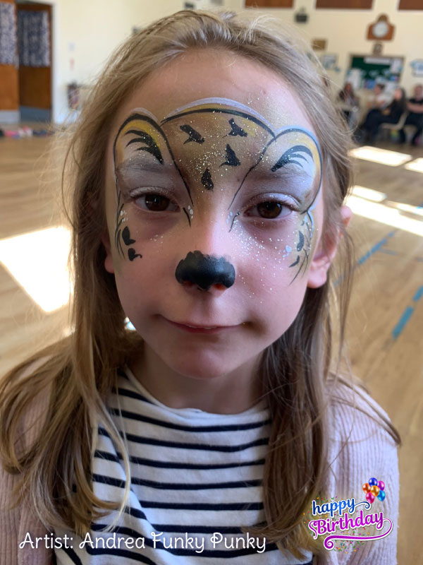 Leopard Cheetah face paint by andrea funky punky chers funky faces