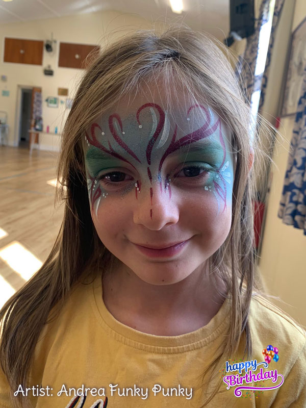 Fairy style butterfly face paint by andrea funky punky chers funky faces