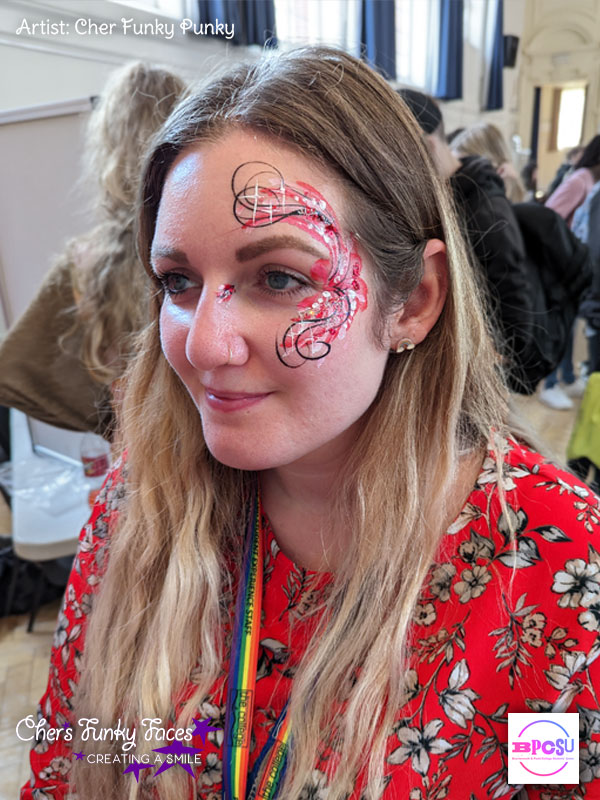 Pretty Red Flowers Face Paint by Cher Funky Punky BPCSU Chers Funky Faces