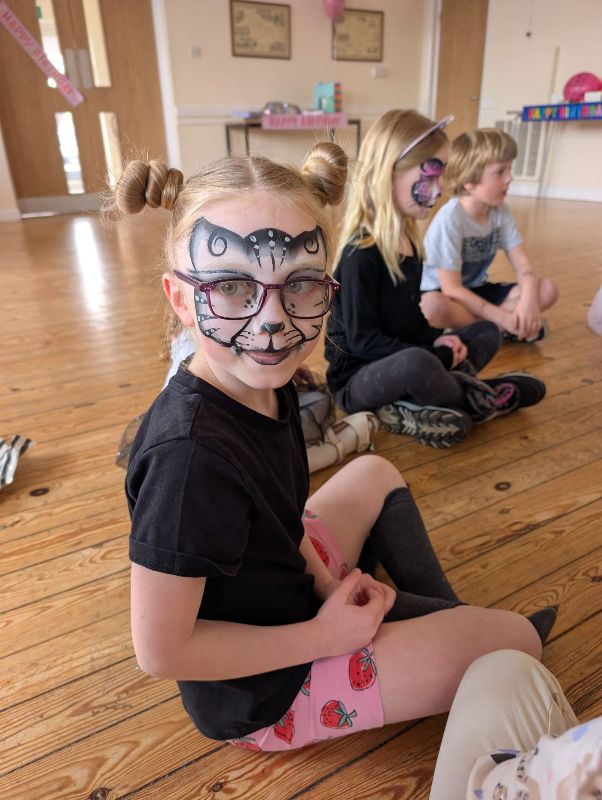 Grey Cat face paint by cher's funky faces plymouth