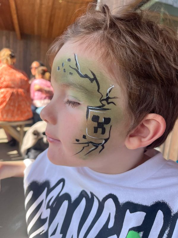 Minecraft side face paint in the colours black and green