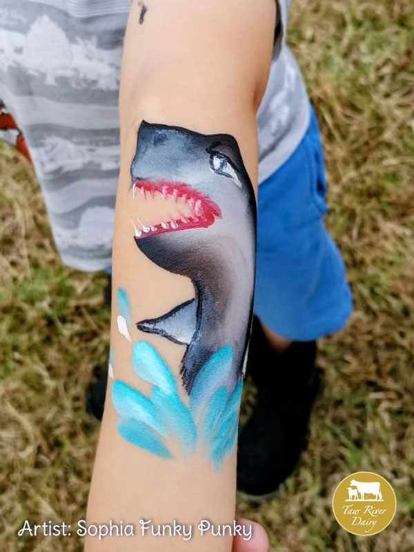 Arm shark by Sophia Funky Punky at Taw River Dairy Open Day Cher's Funky Faces