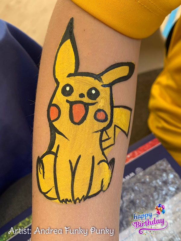 Pikachu face paint by andrea funky punky chers funky faces