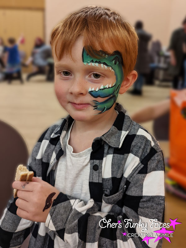 Dinosaur face paint chers funky faces