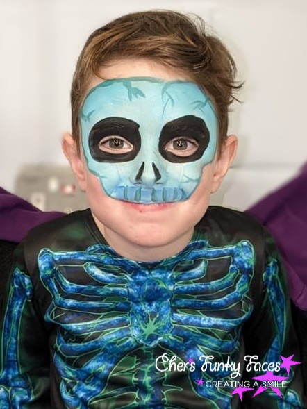 Blue skull Kaylie Halloween themed party