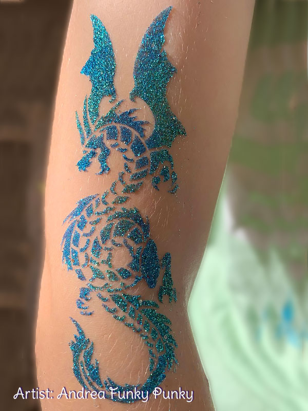 Dragon Glitter Tattoo by Andrea Funky Punky Chers Funky Faces