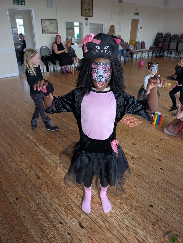 Amazing Pink and black cat faepaint by cher's funky faces plymouth and cornwall