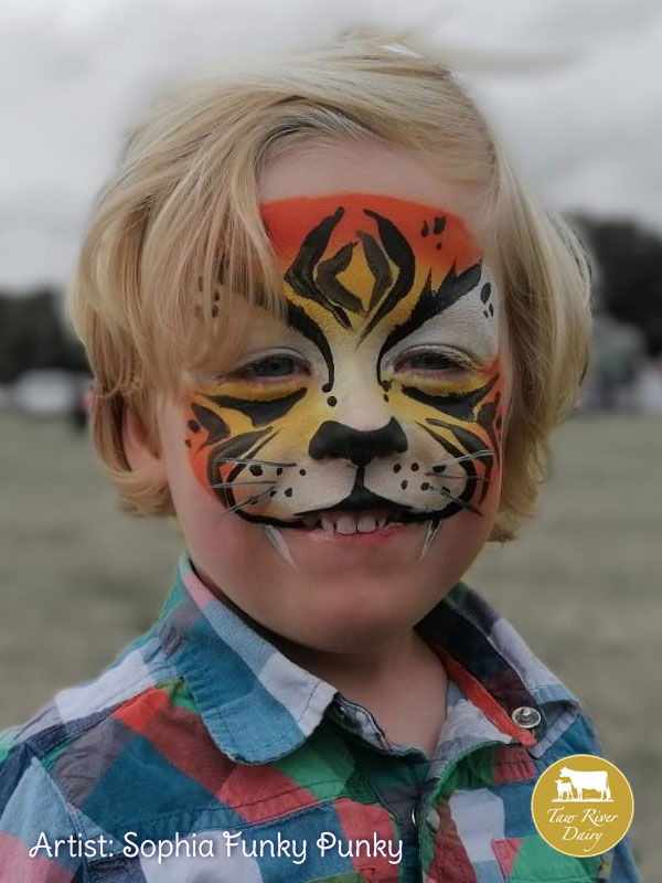 Smiley Tiger by Sophia Funky Punky at Taw River Dairy Open Day Cher's Funky Faces