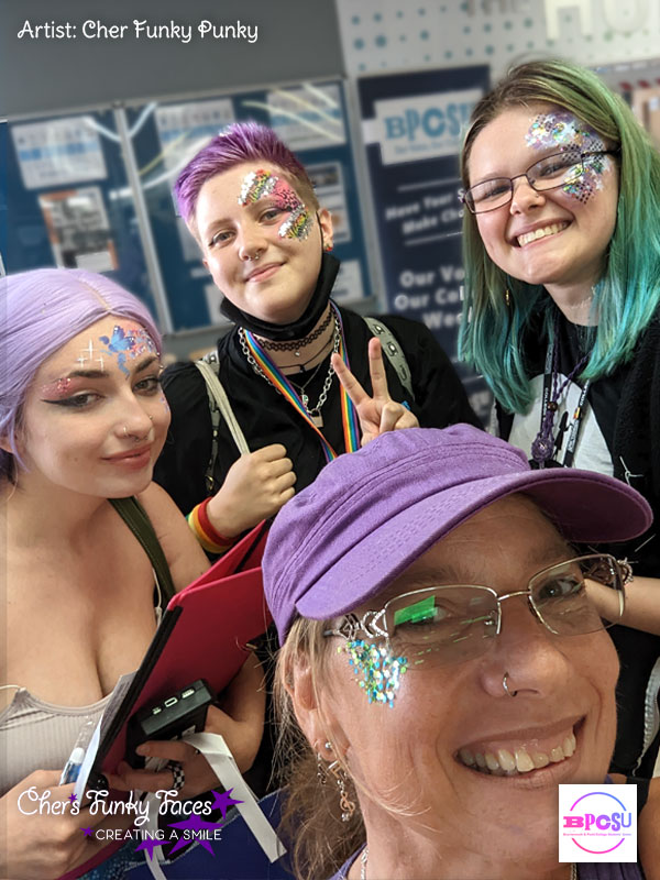 Group shot at North Rd Campus of Face Paint by Cher Funky Punky BPCSU Chers Funky Faces
