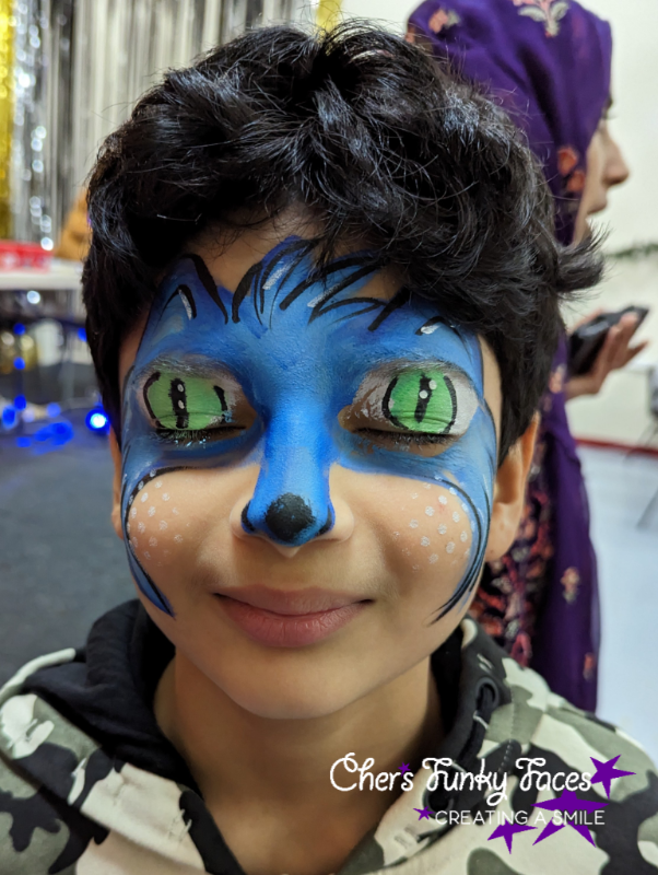 Sonic the hedgehog face paint by Cher funky punky