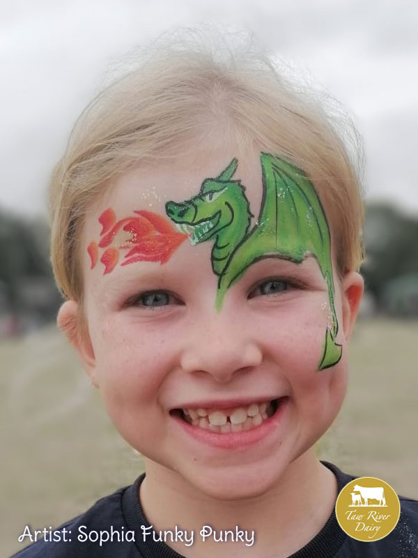 Dragon by Sophia Funky Punky at Taw River Dairy Open Day Cher's Funky Faces