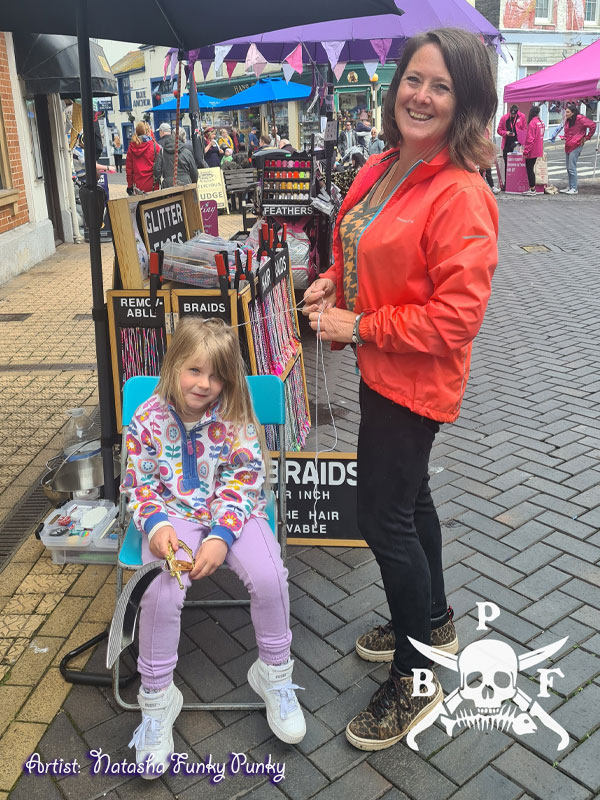 Tash Funky Punky hair braiding at Brixham pirate festival