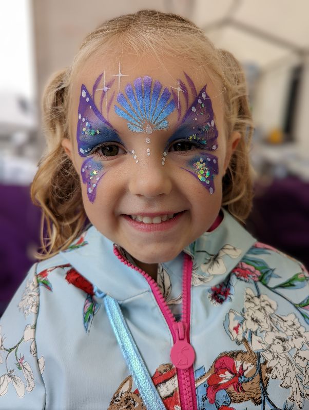 Butterfly mermaid face paint big blue splash