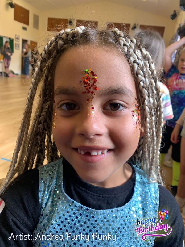 Festi glitter face paint by andrea funky punky chers funky faces
