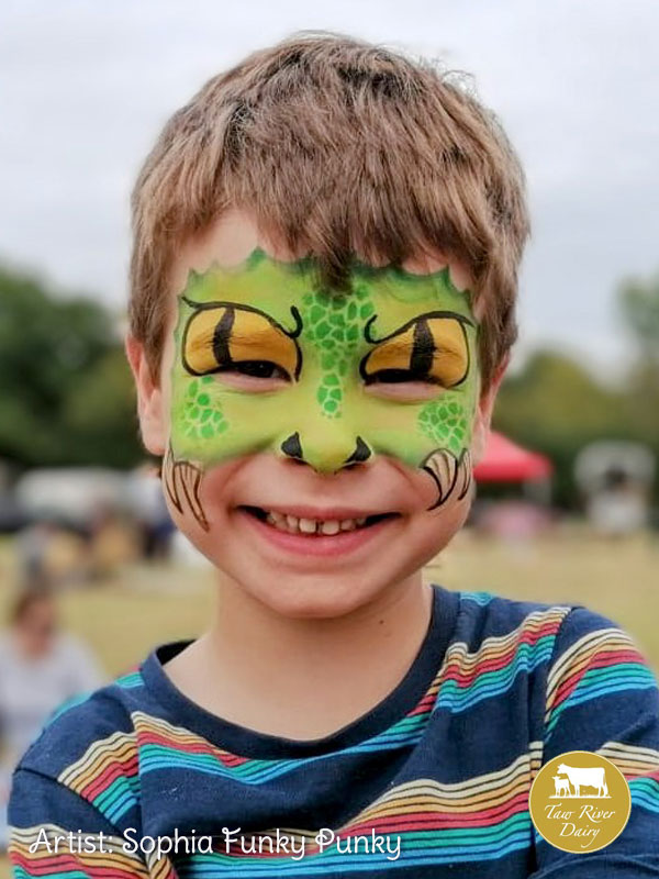 Dinosaur Dragon by Sophia Funky Punky at Taw River Dairy Open Day Cher's Funky Faces