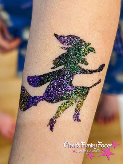 Glitter tattoo Halloween Witch