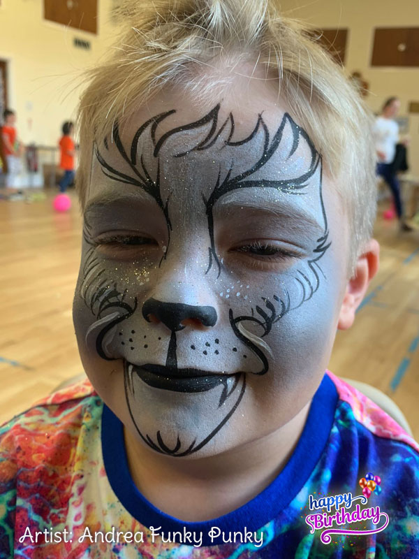 Wolf face paint by andrea funky punky chers funky faces