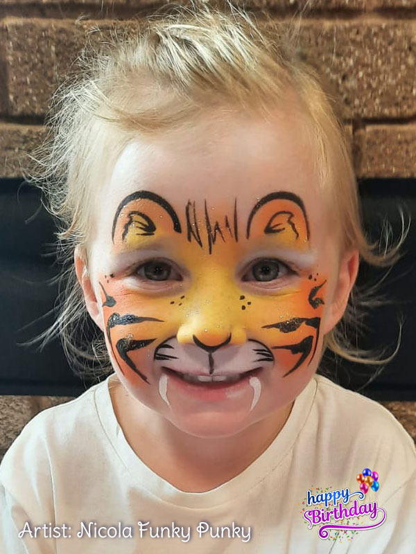 Tiger Face Paint by Nicola Funky Punky of Chers Funky Faces