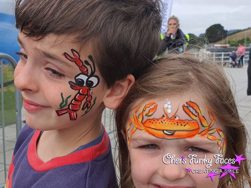 lobster and crab judy and cher funky punky face paint chers funky faces big blue splash