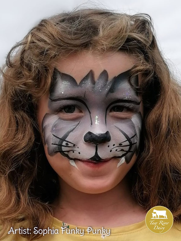 Black cat by Sophia Funky Punky at Taw River Dairy Open Day Cher's Funky Faces