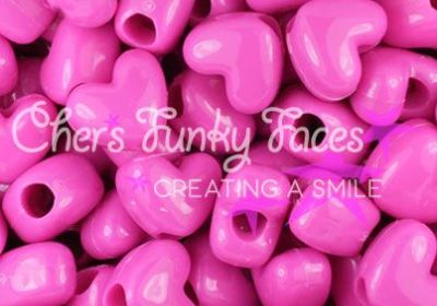 Pink Dark Pink Heart 12mm Pony Beads