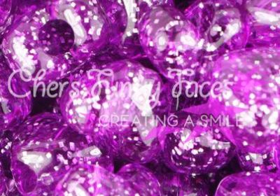 Purple Lilac Sparkle Heart 12mm Pony Beads