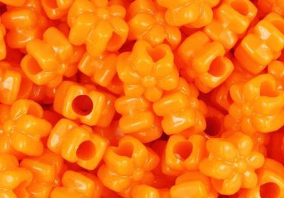 Orange - Opaque 13mm Flower Pony Beads