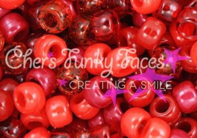 Red Mix 9mm Barrel Pony Beads