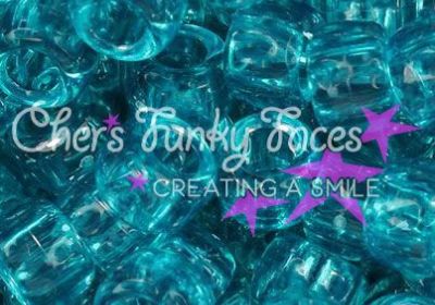 Teal Clear Teal 9mm Barrel Pony Beads