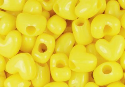 Yellow - Opaque Yellow12mm Heart Pony Beads